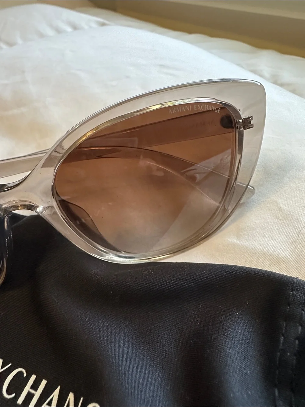 Armani Exchange Clear Taupe Frame with Brown Gradient Lenses Sunglasses
